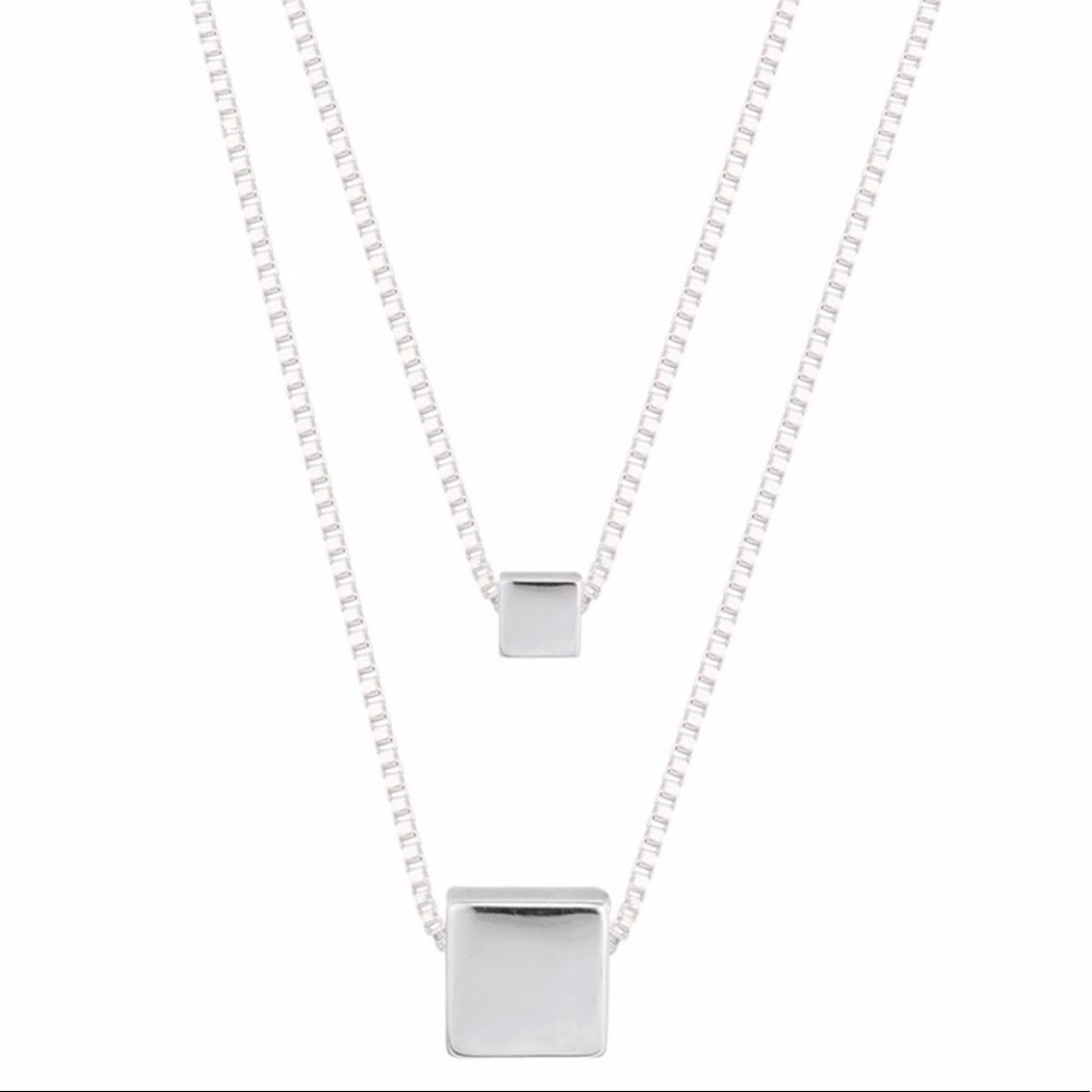 Sterling Silver Double Chain Necklace .